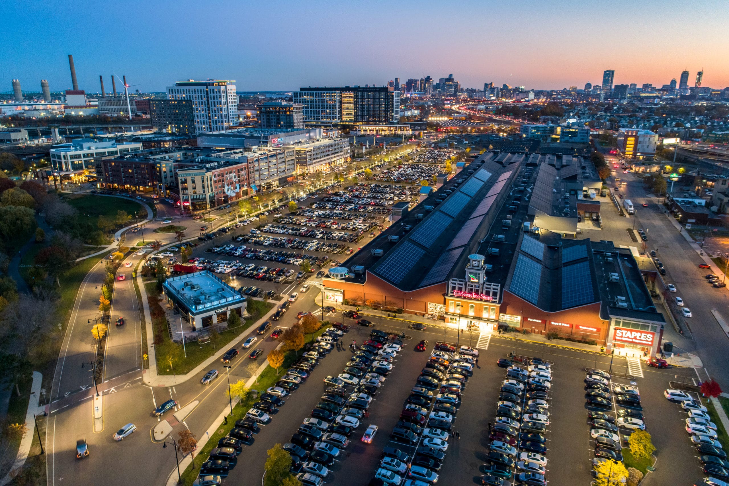 aerial view of assembly square solar panels