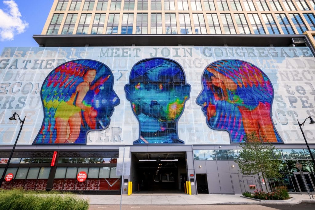 Digital art installation at Assembly Row
